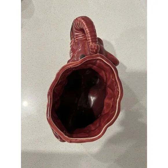 Vintage Ceramic Large Elephant Planter Colorful Made in Japan Pottery Burgundy - Picture 12 of 16